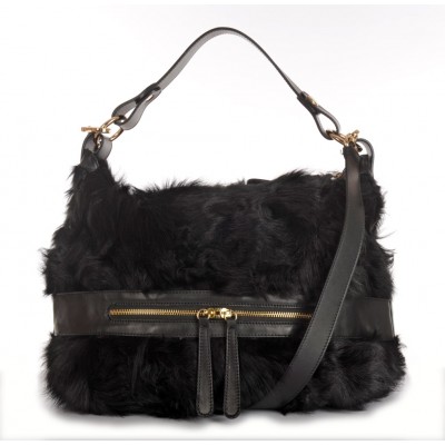 Lamb Fur Shoulder Bag with Leather (Helena)